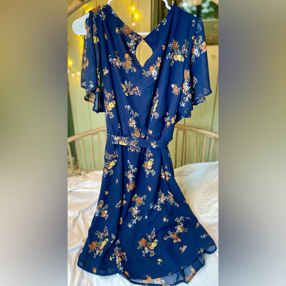 Maurices Navy and Orange Floral Dress